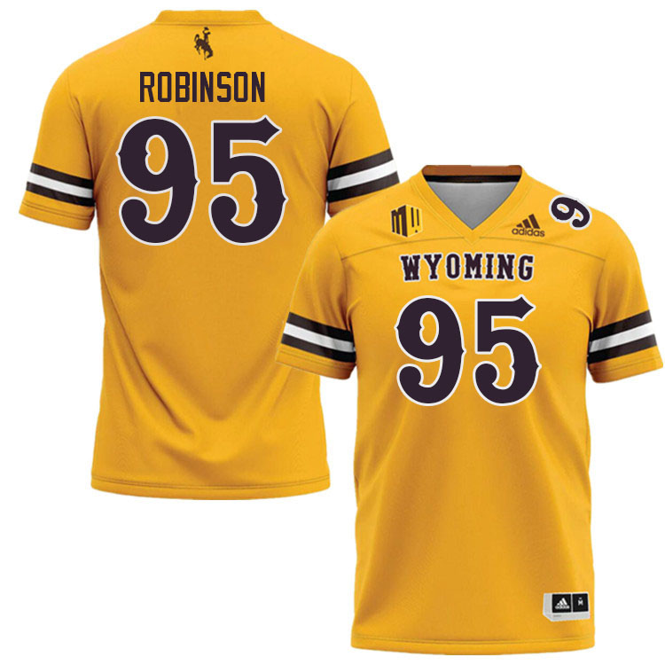 Wyoming Cowboys #95 Caleb Robinson College Football Jerseys Stitched Sale-Gold